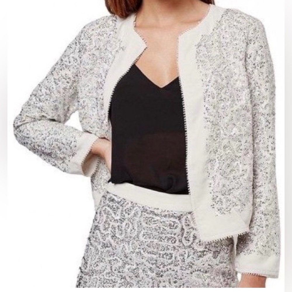 Topshop Size 0 Sequins Gray and Silver Jacket